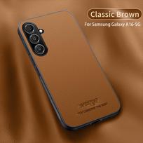 Leather Magsafe Car Holder Case for Samsung Galaxy A16 A06 5G A55 A15 A25 A35 A14 A24 A34 A54 A52s A05S A13 A51 A71 4G A53 A73 Samsung A30s balta