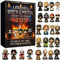 2025 Rokas Metalas Legendos Advento Kalendorius 24 dienų Kalėdų Atgalinės Atskaitos Kalendorius, 2D Plokščios Akrilo Ikoniškos Muzikos Figūros Puiki Dovana Rokui juoda