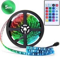 5 m RGB LED juostelės lemputės 30 LED/m su USB maitinimu ir nuotolinio valdymo pulteliu, šviesos diodų juosta, dekoratyvinis apšvietimas, spalvotas apšvietimas.