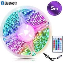 5 metrų RGB LED juostelė su "Bluetooth", spalvota apšvietimo juosta, išmanioji LED šviesa, reguliuojamas šviesos diodas, nuotolinis valdymas.