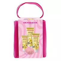 DERMACOL_SET Aroma Moment Burbon Vanilla dušo želė 250ml + Burbon Vanilla kūno losjonas 200ml + Burbon Vanilla rankų kremas 100ml + kūno prausiklis 1vnt.