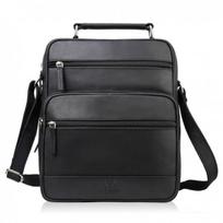 Vyriška odinė rankinė per petį juoda vintage letterman bag Paolo Peruzzi T-127-HBL