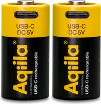 Aqiila - USB-C Rechargeable Battery - Size CR123A - 750 mAh - 2-pack
