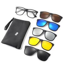 TR90 5 dalių magnetinių prisegamų poliarizuotų akinių nuo saulės rinkinys su dėklu vyrams ir moterims TR frame + 5-piece set