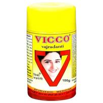 Vicco Vajradanti Dantų milteliai dantenų apsaugai 100g Pakuotė 1 – Žolinis ajurvedinis burnos priežiūros produktas stipriems dantims ir dantenoms yellow