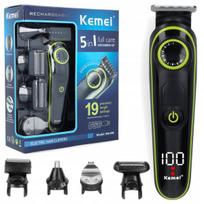 Plaukų ir barzdos kirpimo mašinėlė KEMEI KM-696, 5in1, LCD ekranas, 4 antgaliai, USB įkrovimas