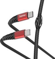 Hama 00201542 Extreme Charging Cable, USB-C - USB-C 1.5m Nylon black/red