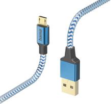 Hama 00201555 Reflective Charging Cable, USB-A - Micro-USB 1.5m Nylon blue