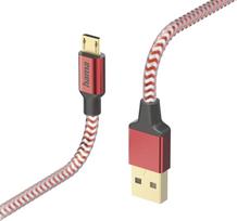 Hama 00201556 Reflective Charging Cable, USB-A - Micro-USB 1.5m Nylon red
