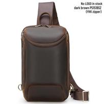 Men's Genuine Leather Retro Crossbody Chest Bag - Multifunctional, Large Capacity, Crazy Horse Leather, European & American Style, Single Shoulder