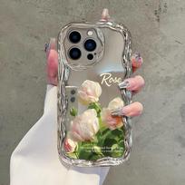 Full Screen Roses Suitable for IPhone16 Mobile Phone Case Apple 15promax Electroplated Cream Silver 17 Anti Fall 14 Apple 12