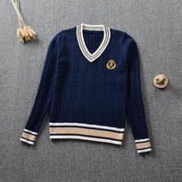 Unisex British Style JK Uniform V-Neck Embroidered School Sweater XL mėlyna