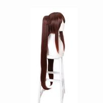 GenshinImpact HuTao Cosplay Perukas Hu Tao 110cm Ilgas Rudas Karščiui Atsparus Sintetinis Perukas Dvi Uodegos Anime Cosplay Perukas + Peruko Kepuraitė as the picture-