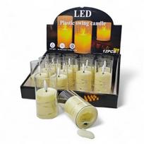 Žvakės su Liepsnos Efektu LED, Rinkinys 12 vnt., Maitinimas Baterijomis 2xAA