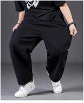 Men's Jeans Loose Straight Leg Wide Leg Elastic Waist Pants 42 juoda