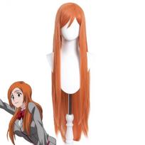 Anime Bleach Inoue Orihime Cosplay Kostiumas Plaukai Super Ilgi Oranžiniai Komiksų Perukai Karščiui Atsparūs Sintetiniai Plaukų Perukai Orange-