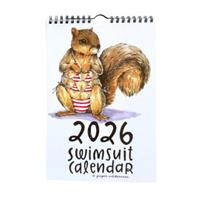 2026 Mieli gyvūnai maudymosi kostiumėliai sieninis kalendorius 12 mėnesių pakabinamas planuotojas Juokingų gyvūnų tema kalendorius namams, biurui, klasei 1pc
