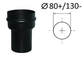 Juodas kamino adapteris su silikonine tarpine granuliniam šildymui. D-80/130 mm