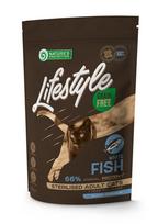 Nature's Protection Lifestyle suaugusių sterilizuotų kačių begrūdis sausas pašaras su balta žuvimi, 0,4 kg