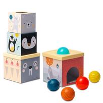 Taf Toys lavinamasis žaislas kubų bokštas North Pole Ball Drop Stacker