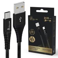 Extralink Smart Life Braided 15W USB Type-A to Type-C 2m Black Cable | USB Cable | 5V 3A