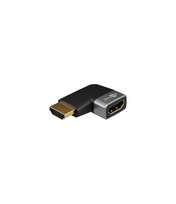 Goobay 72010 HDMI Angled Adapter 90° Horizontal, 8K at 60 Hz, Gold-Plated, Black/Silver