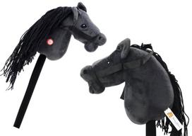 Pliušinė žirgo galva ant lazdos Hobby Horse su garsais, juodas