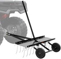 Prikabinamas vejos skarifikatorius, 101.6 cm plieno grėblys ATV, vejos valymui ir aeravimui, sodo samanų šalinimo įrankis, šienaujamos žolės grėbliavimas