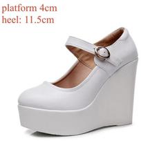 Genuine Leather Shoes Platform Wedges Mary Janes Women Autumn 2025 High Heels Pumps for Office Model 35