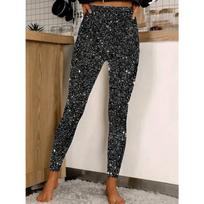 Aukšto juosmens Leggings Blizgūs Leggings Laisvalaikio Kelnės XXL juoda