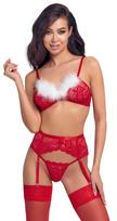 Cottelli X-Mas Floral Lace Bra Set 2215667 Red S/M