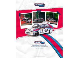 PRE-ORD3R Tarmac Modeliukas 1/64 1992 Lancia Delta HF Integrale #4 Didier Auriol/Bernard Occelli Monte Carlo Rally Winner, white/red/blue