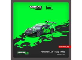 PRE-ORD3R Tarmac Modeliukas 1/64 Porsche 911 GT3 Cup (992) Fire Monkey Motorsport, black/green