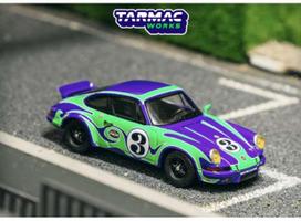 PRE-ORD3R Tarmac Modeliukas 1/64 Porsche 911 2.8 RSR #3 *Psychodelic*, purple/green