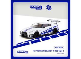 PRE-ORD3R Tarmac Modeliukas 1/43 Nissan GT-R R35 *LB-WORKS* type 2, white/blue