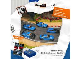 PRE-ORD3R Tarmac Modeliukas 1/64 Tarmac Works 10th Anniversary Box Set, 5 Model Cars + Trading Cards Combo Set, black/blue
