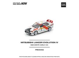 PRE-ORD3R Pop Race Modeliukas 1/64 1998 Mitsubishi Lancer Evolution IV Monte Carlo Rally, white/red/orange