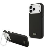 Juodas dėklas Apple iPhone 17 Pro Max telefonui "Lacoste Iconic Petit Pique Camera Stand MagSafe Case"