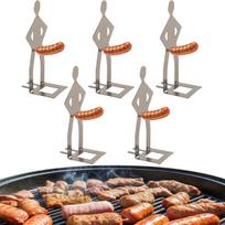 Juokingas BBQ Dešrainių Stendas Vyras Dešrainių Laikiklis Daugkartinis Nerūdijančio Plieno Dešrainių Kepimo ir Laikymo Stovas Grilio Priedai Kempingui ir Naujoviškam Vakarėliui 5PCS