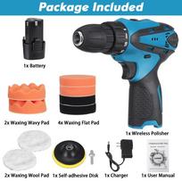 2 IN 1 Rechargeable Electric Cordless Car Polisher And Eletric Drill Cleaner Buffing Waxing Polishing Machine Waxer For Car Home 1*Battery