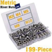 Stainless Steel   M3  M5 M6 M8 M10 ert Threaded Insert Riv Assortment Kit 199 Pieces One Size sidabras