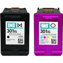Pakuotė 2 kasetės, suderinamos su HP 301 XL juoda ir spalvota
