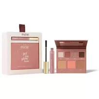 PAESE_SET Double Glow Look Eyegasm Dvigubas blakstienų tušas su serumu juodas 9ml + daugiafunkcinė veido ir akių makiažo paletė Get The Glow Look 16g