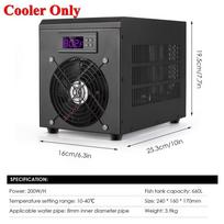 180W 60L Tvarus Šaldymas Akvariumo Vandens Šaldytuvas Žuvų Bakui Aušintuvas Šildytuvas Sistema 10-40℃ Pastovios Temperatūros Įrenginys 240*160*170mm