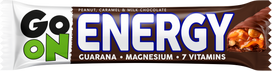 Batonėlis su kofeinu GO ON ENERGY Peanut&Caramel, 45 g