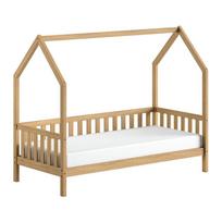 Natūralios spalvos naminė iš ąžuolo masyvo vaikiška lova su lovos grotelėmis 90x200 cm Cabane – Vipack