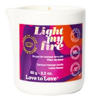 Love to Love Light My Fire Lotus Flower, 65 g masažinė žvakė