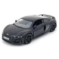 KINSMART Audi R8 Coupé 2020 žaislinis automobilis 1:36, juodas, lieto metalo, atidaromos durelės, trauki-atgal mechanizmas
