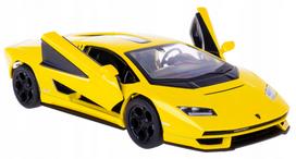 KiNSMART Lamborghini Countach LPI 800‑4 1:38 geltonas – licencijuotas metalinis modeliukas su atidaromomis durelėmis ir trauk‑atgal mechanizmu
