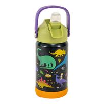 Floss & Rock vaikiška nerūdijančio plieno gertuvė „Dinozauras“, 400 ml, vakuuminė ir sandari, su atveriamu snapeliu